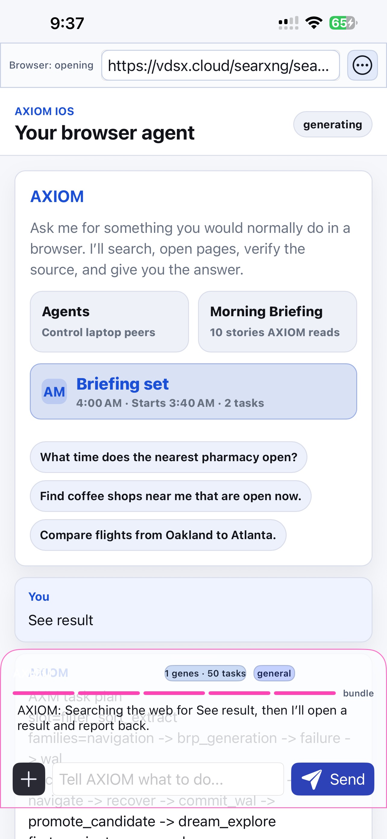 AXIOM iOS daily briefing in light mode